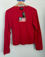 Polo Ralph Lauren Medium NEW Red Long Sleeve Sequin Flag Y2K Vintage Retro Photo 0