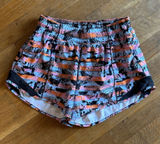 Lululemon Pink, Orange & Blue Geometric Striped Athletic Hotty Hot Shorts Photo 0