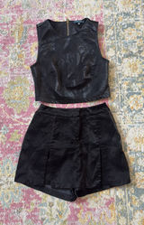 Black Snake Leather Skirt and Top Set Size XS Photo 0