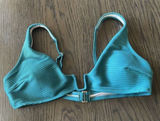Shade & Shore dark teal green ribbed bikini top, L NWT Photo 0