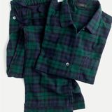J. Crew Green & Navy Plaid Flannel PJ TOP (TOP ONYL) Photo 0