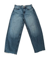Zara Z1975 Low Rise Balloon Fit Jeans Faded Blue Raw Hem 100% Cotton Size 6 Photo 0