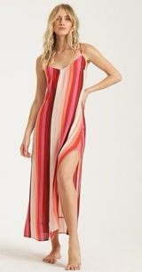 Billabong Wanna Be Around Maxi Dress XS Red Pink High Slit‎ NWT Beach Cover Up Photo 0