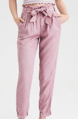 American Eagle pink paperbag waist relaxed fit pants Photo 0