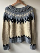 Takeout Fair Isle Chunky Crew Sweater - Cream, Gray & Black Photo 0