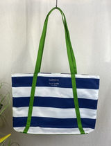 Kate Spade X Clinique Blue & White Striped Tote Beach Shopping Travel Bag Photo 0