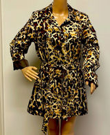 Leopard Animal Print Trench Coat Jacket by Appraisal fully lined, pockets size M Tan Size M Photo 0