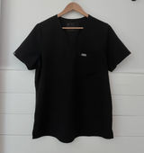 Women’s FIGS Technical Collection Black V Neck Scrubs Top Size Large L Photo 0