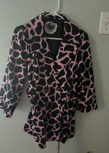 HeartSoul Black Trench Coat with Pink Spot Pattern Photo 0