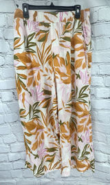 C&C California Linen Pants Women's XL Cropped Wide Legged Tropical Coastal Photo 0