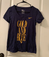University Of West Virginia Mountaineers Women's T-Shirt Nike Size S Blue Gold Photo 0