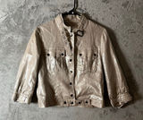 Cino Metallic 100% Linen Utility Jacket Snap Front‎ Moto Style Size Small New Photo 0
