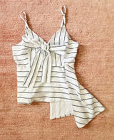 Endless Rose White Black Striped Asymmetrical Bow Cami Top Size S Photo 0