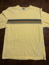 Old Navy Yellow Stripe Graphic T Shirt Mens XL Short Sleeve Cotton Casual Retro Photo 0