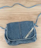 Small Overflap Messenger Bag Light Medium Wash Denim 90s Y2K 2000s Grunge Photo 0