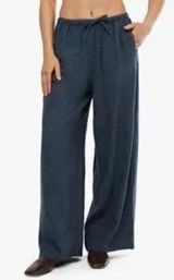 WeWoreWhat Linen Blend Wide Leg Pant Deep Storm - XS - NWT Photo 0