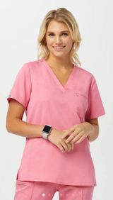 Rose Pink TENCEL™ Sal‎ ‎ Essential Scrub Top Photo 0