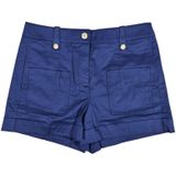 J Crew High Rise Cuffed Shorts Navy Blue Cotton Blend Size 4 Gold Button‎ Detail Photo 0