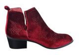 Yoki Catalina Burgundy Velvet Star Perforated Ankle Booties Funky Bold Size 9 Photo 0