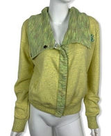 BKE Womens Sweater Small Yellow Snap Front Lounge Streetwear Cozy Retro‎ Photo 0