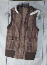 UbFree Y2K Grunge Vintage Plaid Scenecore Hooded Vest Photo 0