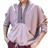 Free People FP Movement Apex Pullover Blush Pink Quarter Zip Oversized Sweater L Photo 0
