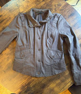 White House Black Market Brown Cotton Utility Jacket Y2K Style Size 6 Photo 0