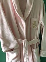 LAUREN RALPH LAUREN Pink Short Bathrobe Gold Logo FLUFFY M Photo 0