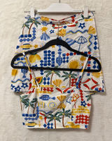 Midnight Sky Tropical Beach Print 2 Piece Set Skirt and Crop Top Small White Photo 0