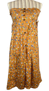 ASOS Tan Floral Front Slit Strapless Summer Dress Convertible Skirt Women Sz 4 Photo 0
