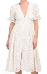 Anthropologie Love The Label Cream Eyelet Button Down Dress Size Xsmall Photo 0