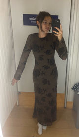 Brown Lace Open Back Maxi Dress Photo 0
