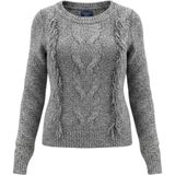 Abercrombie & Fitch Cable Knit Sweater Womens XS Grey Distressed Fringe Marled Photo 0