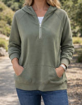 Vuori Restore Half Zip‎ Hoodie Sweatshirt Green Athletic Comfort Athleisure M Photo 0