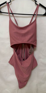 Gymshark Cutout One Piece Swimsuit Mauve Strappy Tie Open Back Size Medium Photo 0