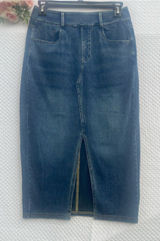 Halara Denim Skirt Womens Size Small Reg Blue Wash Stretch Front Slit NEW Photo 0
