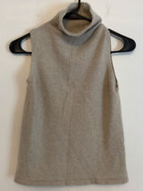 100% Cashmere Sleeveless Turtleneck Sweater Tank Top XS‎ Beige Oatmeal Capsule Photo 0