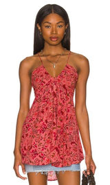 Free People Pixie Printed Tunic in Light Combo Pink Red Size Medium Sz M New Photo 0