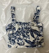 Abercrombie & Fitch Blue and White Floral Cropped Tank Photo 0