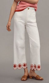 Anthropologie The Colette Cropped High-Rise Wide-Leg Jeans: Scallop-Hem Edition Photo 0