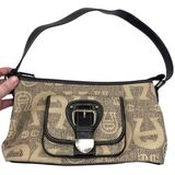 Etienne Aigner All Over Logo Print Shoulder Bag Purse Tan, Brown & Gold Hardware Photo 0
