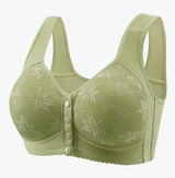 Womens Front Closure Bra 44/100 Lace Full Coverage Wireless Comfort XL C/D Green Photo 0