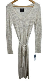 Abercrombie & Fitch Cream Ribbed Knit Long Sleeve Sweater Midi Dress Womens Sz S Photo 0