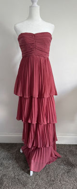 Lulus Seriously Sensational Dusty Rose Strapless Tiered Pleated Maxi Dress Size Small Photo 0