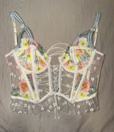 For Love And Lemons White Floral Embroidered Lace Bustier Top Photo 0