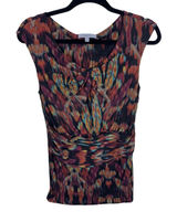 Classiques Entier‎ Silk Blend Abstract Ikat Twist V-Neck Sleeveless Blouse M Photo 0