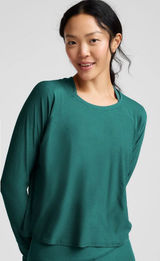 Beyond Yoga Featherweight Daydreamer Teal Long Sleeve Medium Pullover Top Photo 0