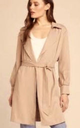 Jack by BB Dakota Belted Trench Coat Notched Collar Unlined Sz. L Taupe Academia Photo 0