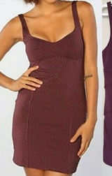 Intimately Free People BodyCon Purple Black Polkadot Mini Dress L Photo 0