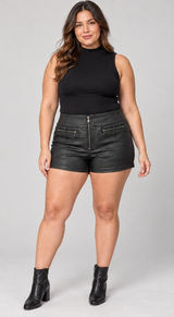 Ramisu Collection Black Faux Leather High-Rise Moto Shorts Women’s XL Photo 0